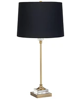 Regency Hill Julia 29 1/2" Tall Skinny Buffet Glam Luxe End Table Lamp Gold Finish Metal Crystal Single Fabric Black Shade Living Room Bedroom Bedside