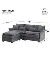 Mondawe 95x66"Oversized Luxury Sectional Sofa with Bentwood Armrests,4 seat Upholstered Indoor Furniture with Double Cushions,L Shape Couch with Ottom