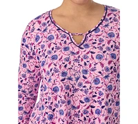 Ellen Tracy Plus Size 2-Pc. Printed 3/4-Sleeve Pajamas Set