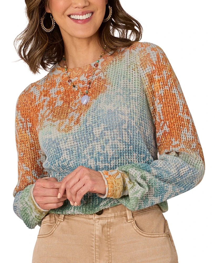 Democracy Petite Printed Round-Neck Sweater