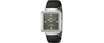 Gino Franco Men's Square Stainless Steel Case and Rubber Strap Watch