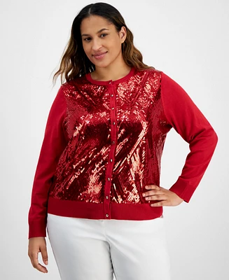 Jm Collection Plus Sequined Cardigan, Created for Macy's