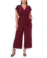 Msk Plus Size Flutter-Sleeve Wide-Leg Jumpsuit