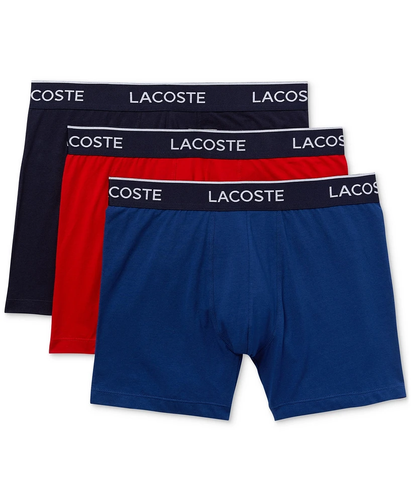 Lacoste Men's Regular Fit Logo Waistband Boxer Briefs, Pack of 3