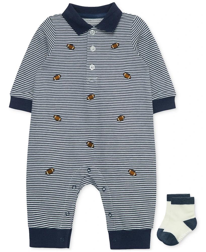 Little Me Baby Football Coverall & Socks Set