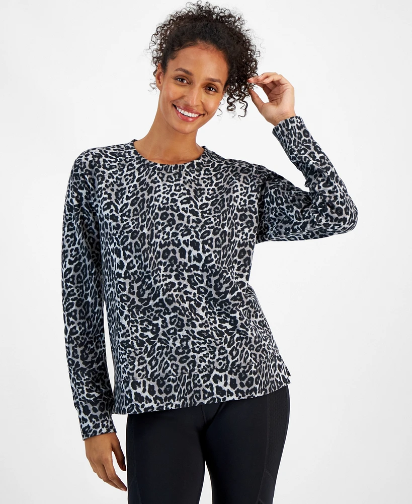 Id Ideology Women's Animal-Print Fleece Sweatshirt, Created for Macy's