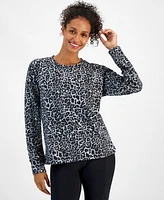 Id Ideology Women's Animal-Print Fleece Sweatshirt, Created for Macy's