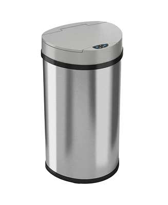 iTouchless Stainless Steel Semi-Round Sensor Trash Can with AbsorbX Odor Filter 13 Gallon Silver