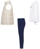 Nike Little Girls New Impressions Vest, Logo T-Shirt & Ribbed Leggings, 3 Piece Set