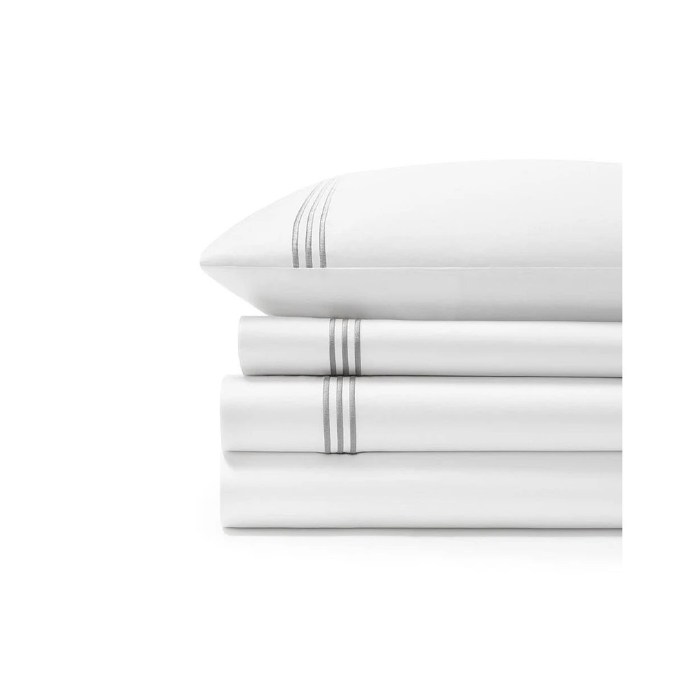 Standard Textile Home Embroidered Sateen Sheet Set, Twin Xl