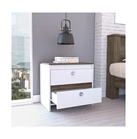 Fm Furniture Lily Nightstand, Two Drawers, Superior Top