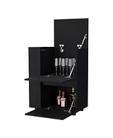 Fm Furniture Logan Bar Cart with Two Cabinets and Open Shelves