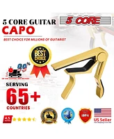 5 Core Guitar Capo Gold Premium Aluminum Capo for Acoustic Guitars Ukulele Banjo Mandolin Bass Superior Build Quality Professional Musical Instrument