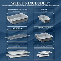 Bakken 8-Piece Stackable Bakeware Set - Ceramic Non-Stick Coating, Baking Sheets, Assorted Baking Pans, Ptfe, Pfoa & Pfos Free