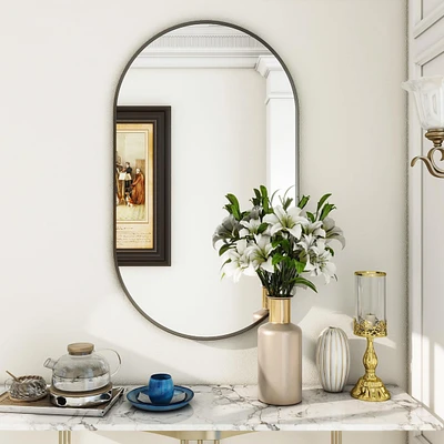 Homlux Oval Wall Mounted Mirror 22"x38" in Black