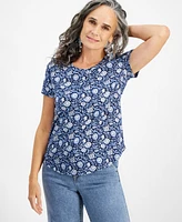 Style & Co Petite Floral-Print T-Shirt, Created for Macy's