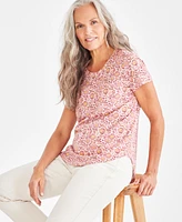 Style & Co Petite Floral-Print T-Shirt, Created for Macy's