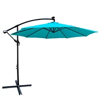 10 Ft Outdoor Patio Umbrella Solar Powered Led Lighted Sun Shade Market Waterproof 8 Ribs