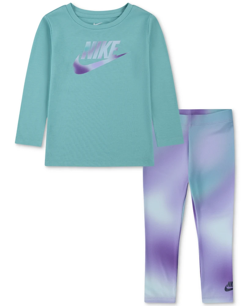 Nike Toddler Girls Long-Sleeve Logo T-Shirt & Printed Leggings, 2 Piece Set