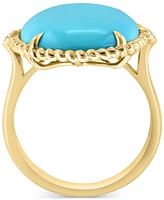 Effy Turquoise & Diamond Accent Rope Frame Statement Ring in 14k Gold