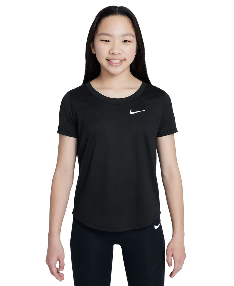 Nike Big Girls' Dri-fit Swoosh Logo Crewneck T-Shirt