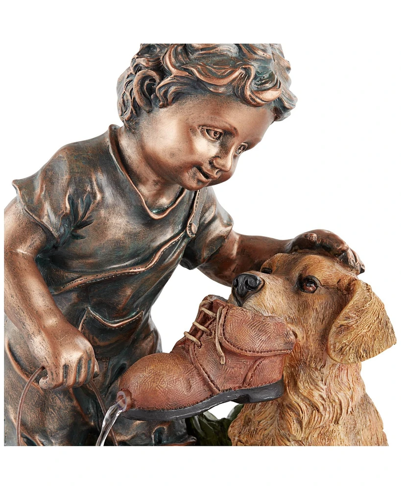 Northport Modern Boy Plays with Dog Outdoor Floor Water Fountain 24 3/4" High Modern for Garden Backyard Patio Porch Home Bedroom House Living Room Re
