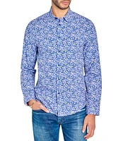 Brooklyn Brigade Men's Non-Iron Performance Stretch Moisture-Wicking Mini-Floral Button-Down Shirt