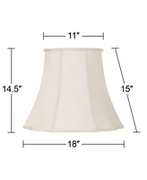 Set of 2 Bell Lamp Shades Cream Curve Cut Corner Large 11" Top x 18" Bottom x 15" High Spider with Replacement Harp and Finial Fitting