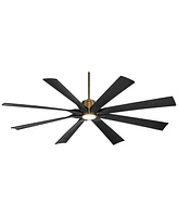 70" Defender Modern Outdoor Ceiling Fan with Led Light Remote Control Soft Brass Matte Black Damp Rated for Patio Exterior House Home Porch Gazebo Gar