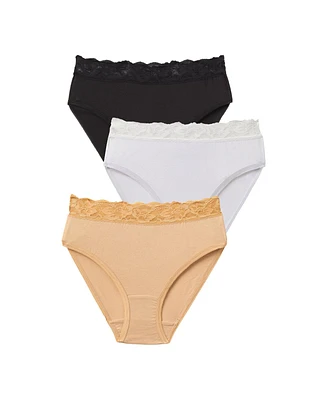 Comfort Choice Women's Lace Waist Hi-Cut Brief 3-Pack