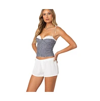 Edikted Women's Peekaboo Lacey Gingham Corset