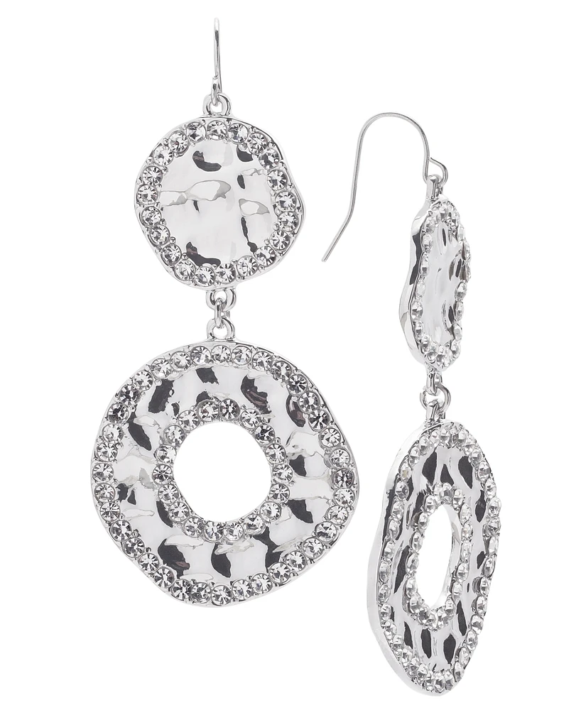 I.n.c. International Concepts Glass Stone Hammered Double Drop Earrings, Created for Macy's