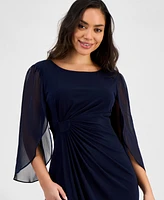 Connected Women's Cape-Sleeve Side-Ruched Sheath Dress