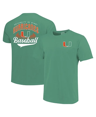 Image One Men's Green Miami Hurricanes Baseball Comfort Colors T-Shirt