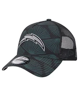 New Era Men's Black Los Angeles Chargers Agave Trucker 9FORTY Adjustable Hat