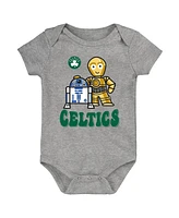 Outerstuff Baby Heather Gray Boston Celtics Star Wars R2-D2 C-3PO Best Buds Bodysuit