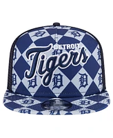 New Era Men's Navy Detroit Tigers Seeing Diamonds A-Frame Trucker 9FIFTY Snapback Hat