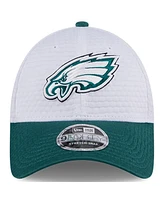 New Era Big Boys and Girls White/Midnight Green Philadelphia Eagles 2024 Nfl Training Camp 9FORTY Adjustable Hat