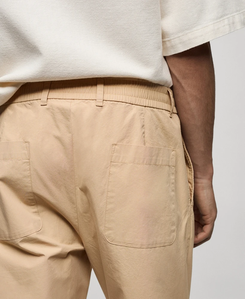 Mango Men's Drawstring Cotton Trousers