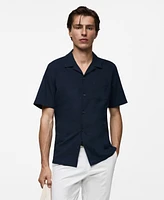 Mango Men's Cotton Seersucker Regular-Fit Shirt