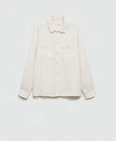 Mango Men's Linen Striped Regular-Fit Shirt