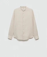 Mango Men's Linen Mao Collar Shirt