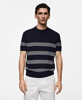 Mango Men's Striped Modal Cotton Knitted T-Shirt