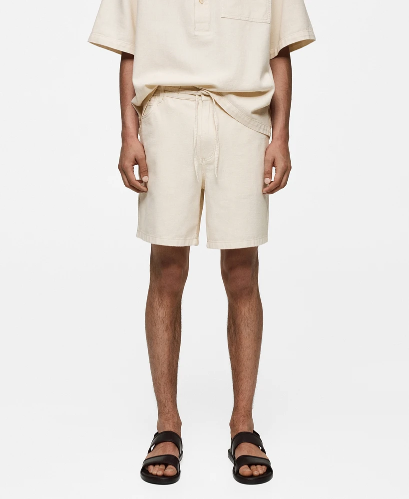 Mango Men's Drawstring Detail Cotton Shorts