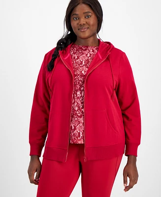 Id Ideology Plus Size Relaxed Full-Zip Fleece Hoodie, Created for Macy's