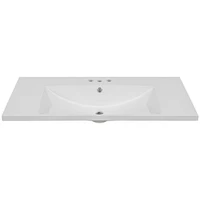 36 Single Bathroom Vanity Top With Basin, 3-Faucet Holes, Ceramic