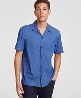 Michael Kors Men's Slim-Fit Stretch Garment Dyed Short-Sleeve Button-Down Shirt