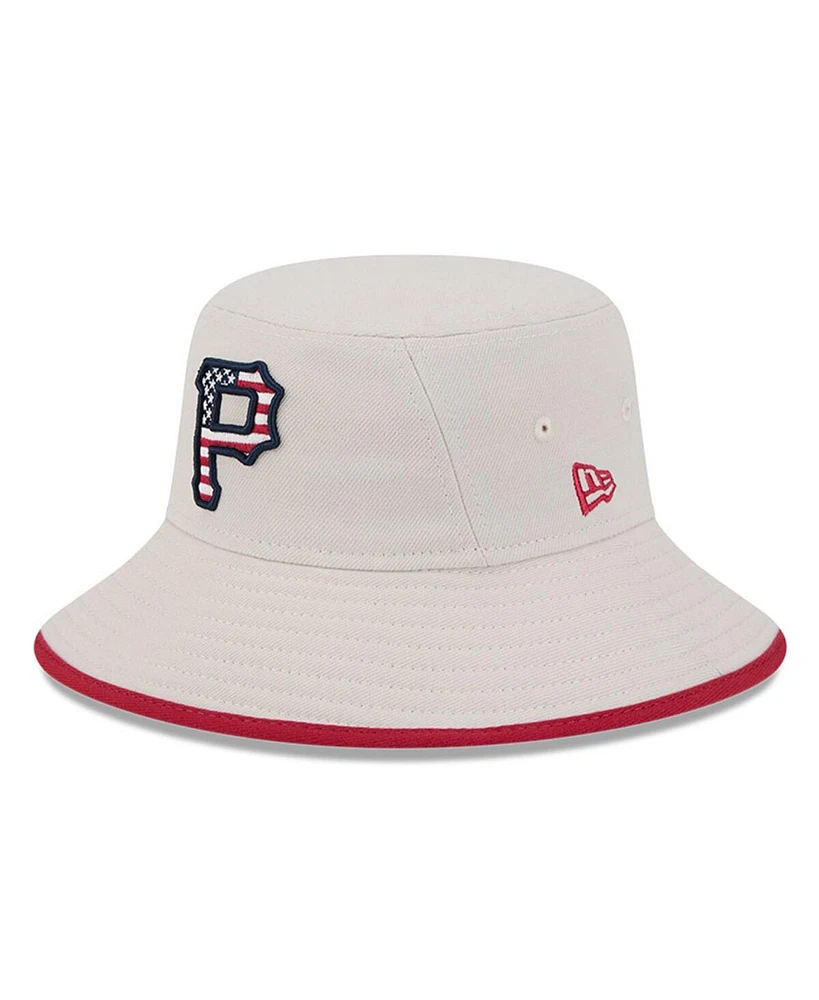 New Era Men's Khaki Pittsburgh Pirates 2024 Fourth of July Bucket Hat