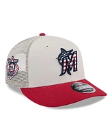 New Era Men's Red Miami Marlins 2024 Fourth of July Trucker Low Profile 9FIFTY Snapback Hat