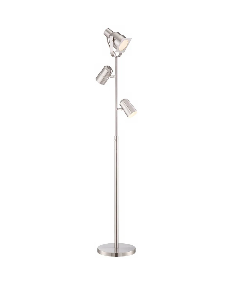 Possini Euro Design Nuovo Modern Task Floor Lamp Tree 3-Light 70" Tall Brushed Nickel Silver Adjustable Bullet Heads Bright Lighting for Living Room R